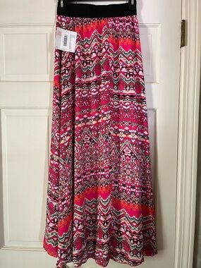 LuLaRoe Pink and Orange Geo Print Maxi Skirt